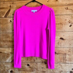 ANTONIO MELANI Pink Ribbed 100% Cashmere Long Sleeve Top